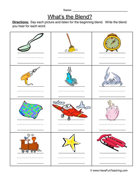 Beginning Blends Pictures Worksheet Have Fun Teaching