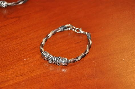 Four Strand Round Braid With Silver Beads And Clasp Horse Hair