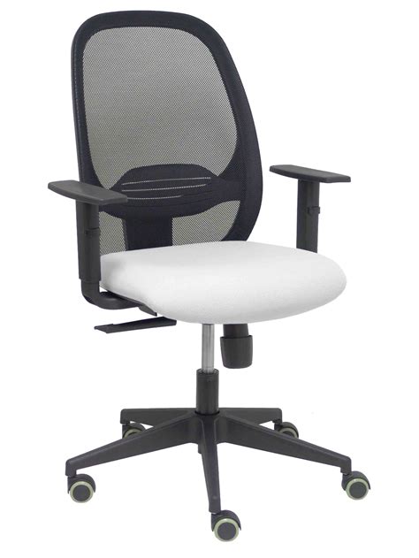 PYC Silla Cilanco Negra Malla Negra Asiento Bali Blanco Brazo Regulable