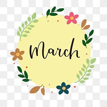 March Clover Clipart Transparent Background March Month Text Lettering