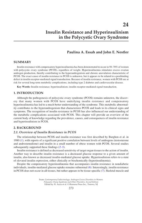 Insulin Resistance And Hyperinsulinism In The Polycystic Ovary Syndrome Docslib