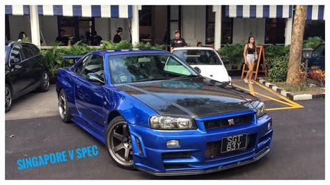 SINGAPORE NISSAN SKYLINE BNR34 GTR V SPEC LEAVING CAR MEET YouTube