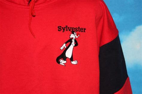 Sylvester The Cat Embroidered Looney Tunes Pullover Red Etsy Red