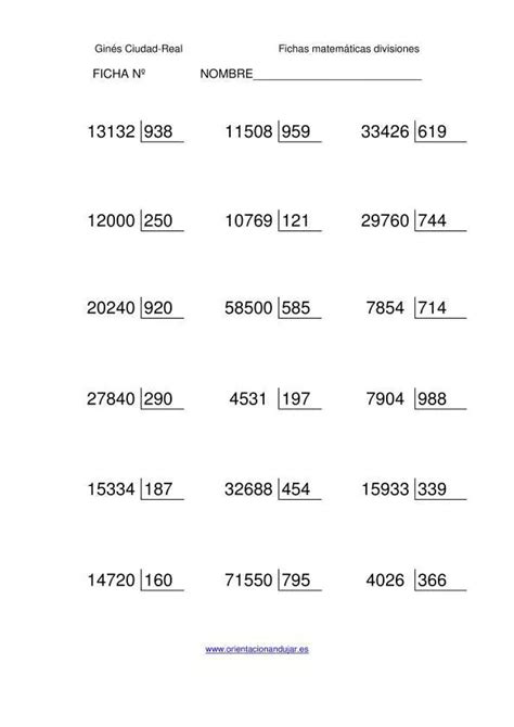 Coleccion Fichas De Divisiones Exactas Entre Un Numero De Tres