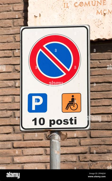 No Parking Sign Reserved To Disabled People In Rome City Centre