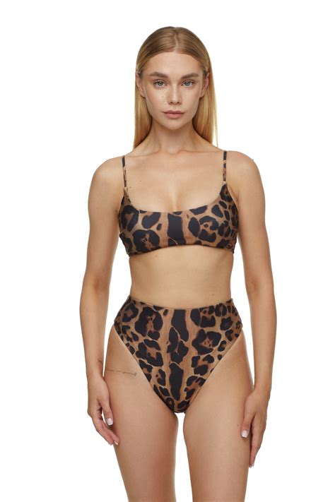Stretch Terry Bikini Top With Leopard Print Buy At Price In The