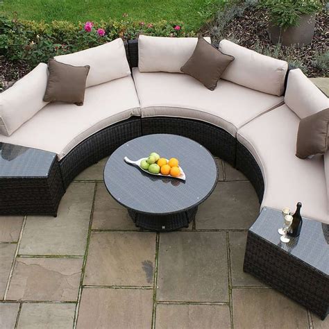 Maze Rattan Brown Half Moon 6 Seat Sofa Set Dunelm Garden Sofa Set