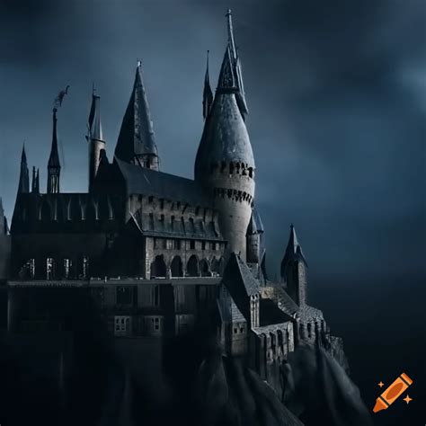 Cinematic Night View Of Hogwarts Castle On Craiyon