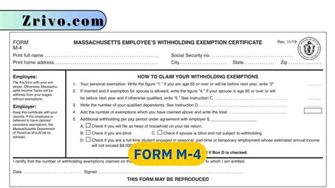 Massachusetts M Form Printable Forms Free Online