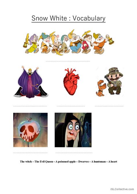 Snow White Vocabulary English ESL Worksheets Pdf Doc