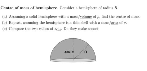 Solved Centre Of Mass Of Hemisphere Consider A Hemisphere