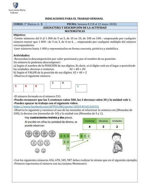 PDF INDICACIONES PARA EL TRABAJO SEMANAL CURSO FECHA Recuerdan