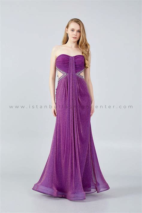 Alİnce Strapless Maxi Chiffon Mermaid Regular Purple Wedding Guest