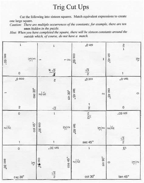 Trig Identities Match Up Math Is Fun