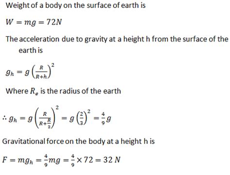 A Body Weighs 72 N On The Surface Of The Earth What Is The Gravitational Force On It Due To