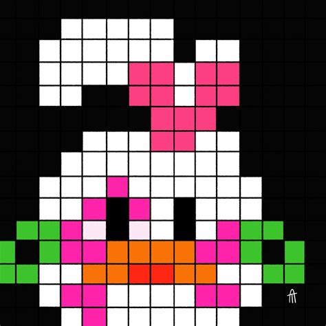 The Pixel Art Is Made With Squares And Colors Including Pink Green Orange And White