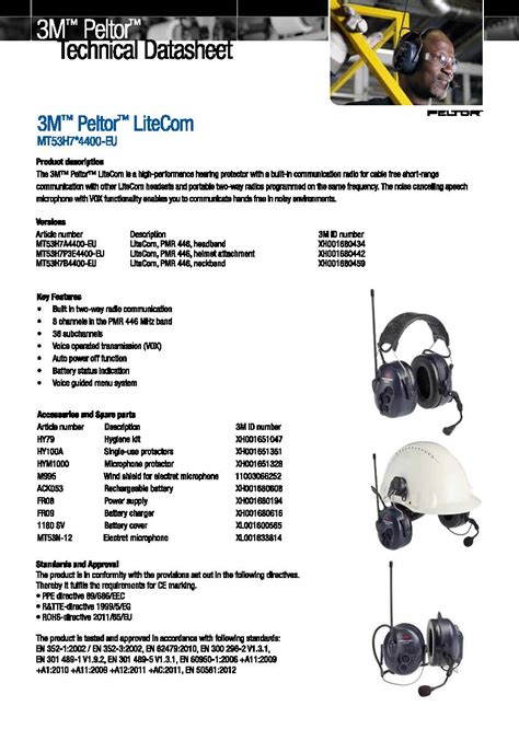 Peltor LiteCom Gehörschutzkopfhörer und PMR446 Funkgerät Kopfband ...