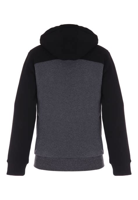 Mens Grey And Black Sherpa Fleece Hoody Peacocks