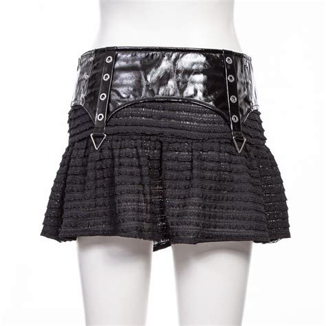 Womens Punk Splice Striped Faux Leather Short Skirt Punk Design