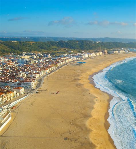 Skyline of Nazare, Beach. Portugal Stock Photo - Image of ocean, europe ...