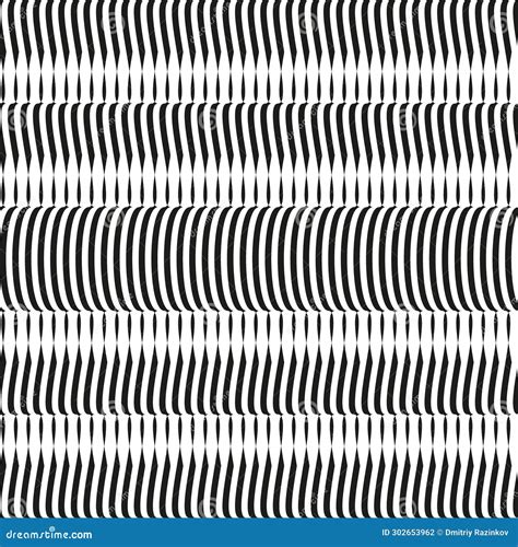 Op Art Wave Seamless Pattern Stripe Lines Monochrome Waves Optical