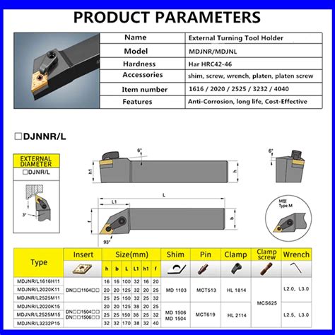 93 Degree Cnc Lathe Machine Turning Tool Mdjnr L 2525m15 External