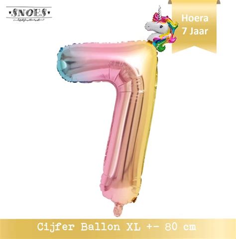 7 Jaar Folie Ballon Regenboog 80 Cm Ballon Snoes Verjaardag Hoera