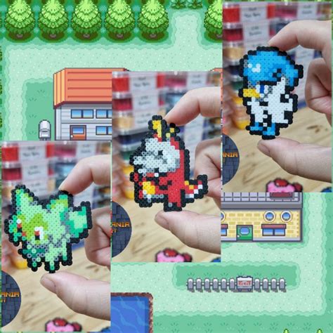 Chaveiro Imã Pokémon Sprigatito Fuecoco Quaxly Hama Beads Perler Beads Pixel Art Shopee