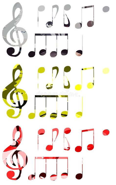 Set Of Stylized Music Notes Isolated Stock Vector Illustration Of