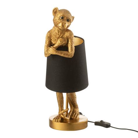 Klassische Schwarz Mit Goldener Tischlampe Affe Jolipa Monkey Poly