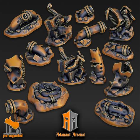 3d Printable Basing Bits City Pipes And Metal Sharpnel By Adamant Arsenal