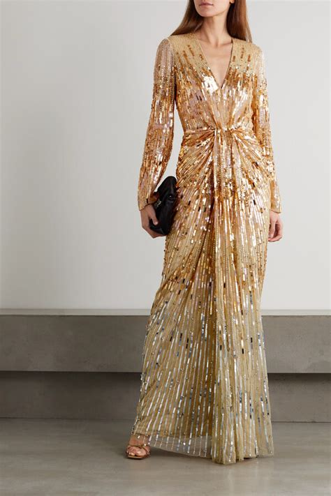 Jenny Packham Margot Embellished Tulle Gown Gold ShopStyle Evening