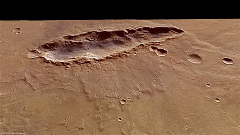 Esa Perspective View Of Elongated Crater