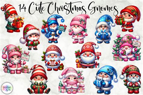 Christmas Gnomes Clipart Bundle Cute Graphic By Designs By Ira