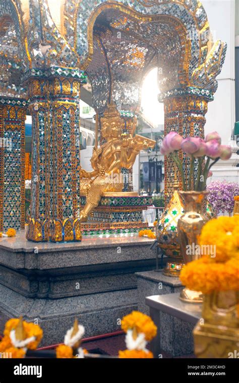 View Of The Erawan Shrine The Four Faced Brahma Statue Or Phra Phrom