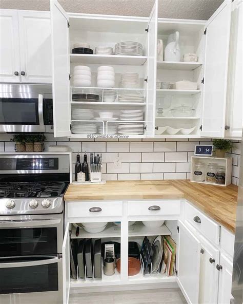 Wood And White Kitchen With Organized Cabinets Soul Lane