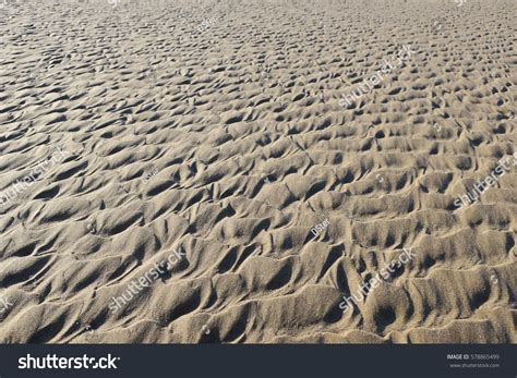 Asymmetric Waveformed Sand Ripple Marks On Stock Photo