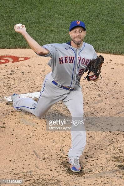 Max Scherzer Of The New York Mets Pitches During A Baseball Game