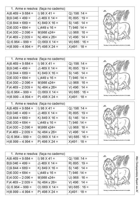 Exercícios Das 4 Operações Matemáticas - Pedagogas da paz | Atividades 4 operações, As 4 operações matemáticas ...