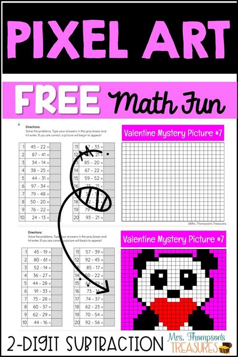 Pixel Art Free Math Activity Math Subtraction Subtraction Activities