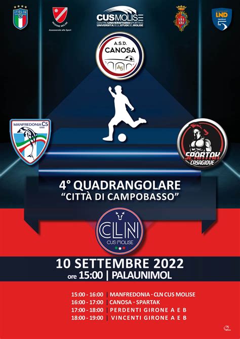 Il 10 Settembre Al Palaunimol Il 4 Quadrangolare Di Calcio A 5