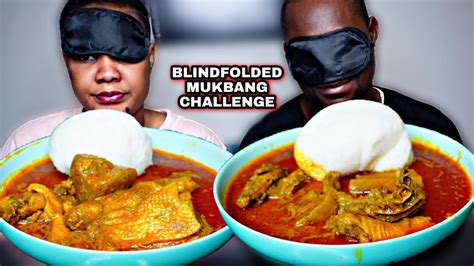 Blindfolded Mukbang Challenge Rice Ball With Palm Nut Soup Mukbang African Food Mukbang Youtube