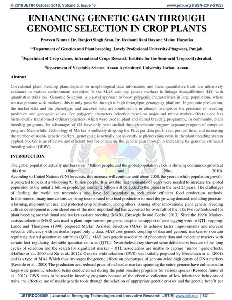 PDF ENHANCING GENETIC GAIN THROUGH GENOMIC SELECTION IN CROP PLANTS