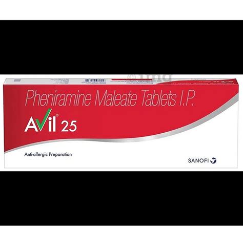 Pheniramine 25mg Avil 25 Tablet Packaging Type Stripe Packaging