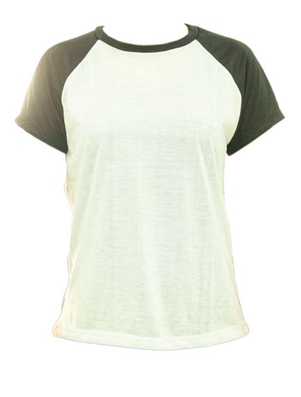 CAMISETA RAGLAN POLIÉSTER FEMININA BRANCO PRETO P Sublima Brasil