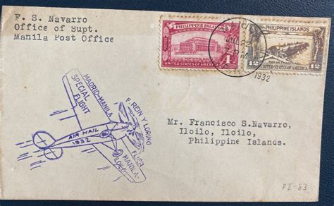 Manila Philippines First Special Flight Airmail Cover Ffc To