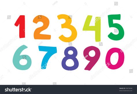 Set Of Numbers In Rainbow Colors Stock Vector Illustration 99879698