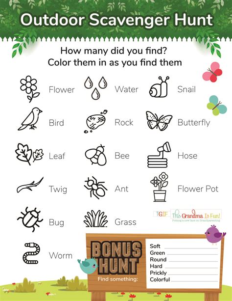 Free Printable Scavenger Hunt List