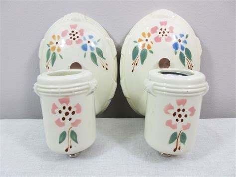 Refurbished Porcelier 1930 S Floral Wall Sconces For Bath Etsy