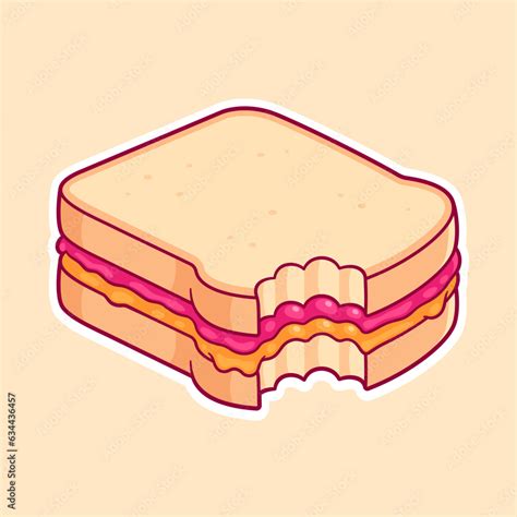 PBJ peanut butter and jelly sandwich drawing Stock Vector | Adobe Stock